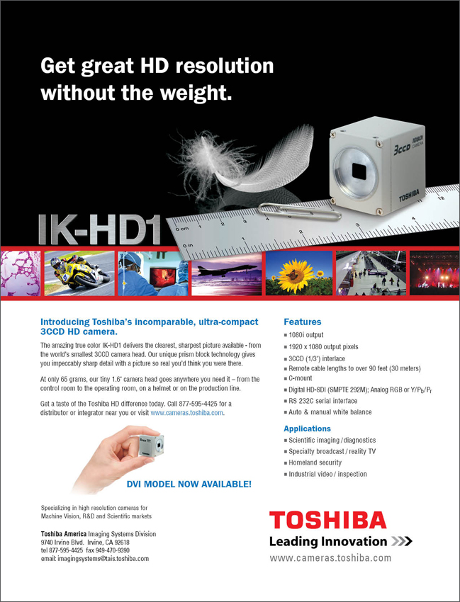 Toshiba Imaging IK-HD1 Compact, 3CCD High-Definition Camera Ad