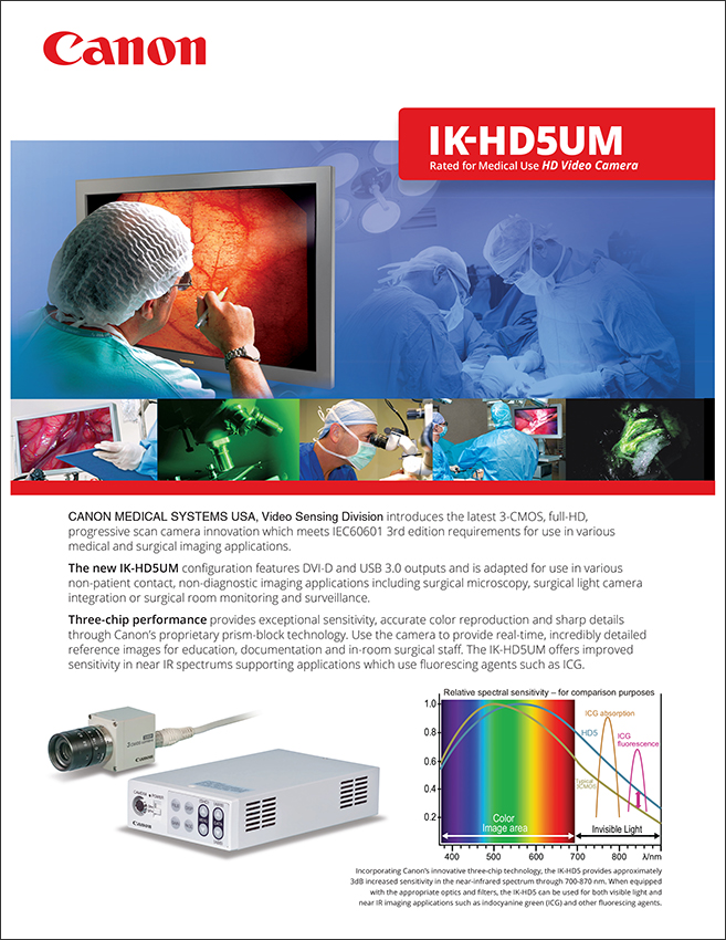 Canon Medical Systems USA, Video Sensing Division HD5UM Video Camera