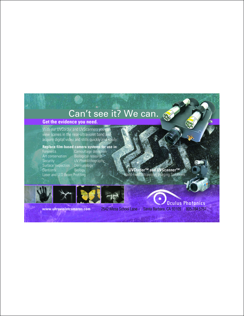 Oculus Photonics UV Cameras for Forensics Ad